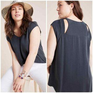 Anthropologie Maeve Ally Tunic Black Cutouts Summer Lagenlook Top P2952